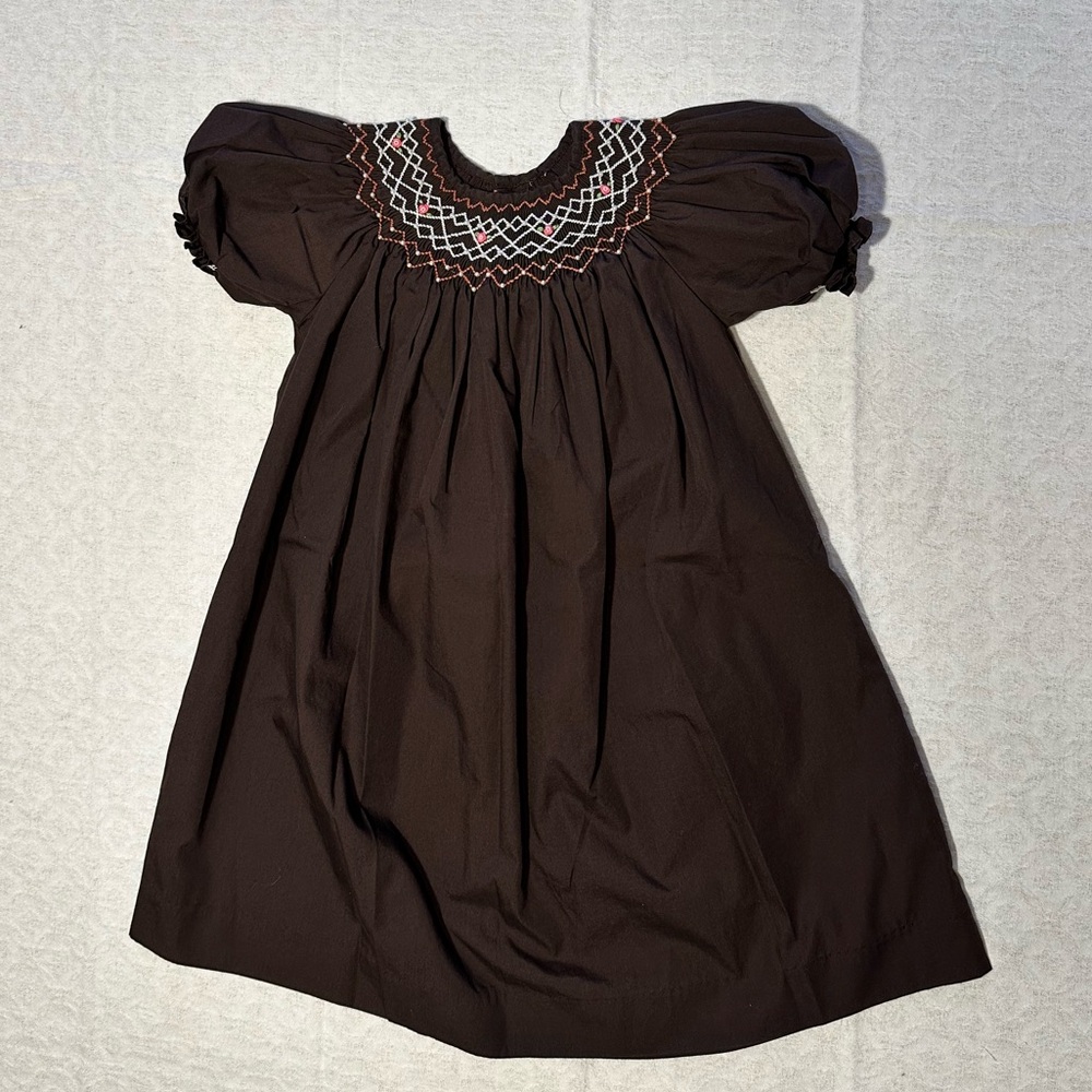 Mom and Me Smocked Dress size 24 Months Brown